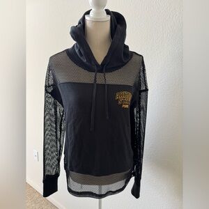 PINK Victoria's Secret Black Arizona State Mesh Hoodie Tee